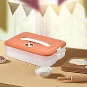 Latrodar Double Layer Dumpling Box, Home Refrigerator Dumpling Box, Kitchen Won-ton Preservation Box, Dumpling Box With Lid Orange Creative 9.6x3.6 Inch